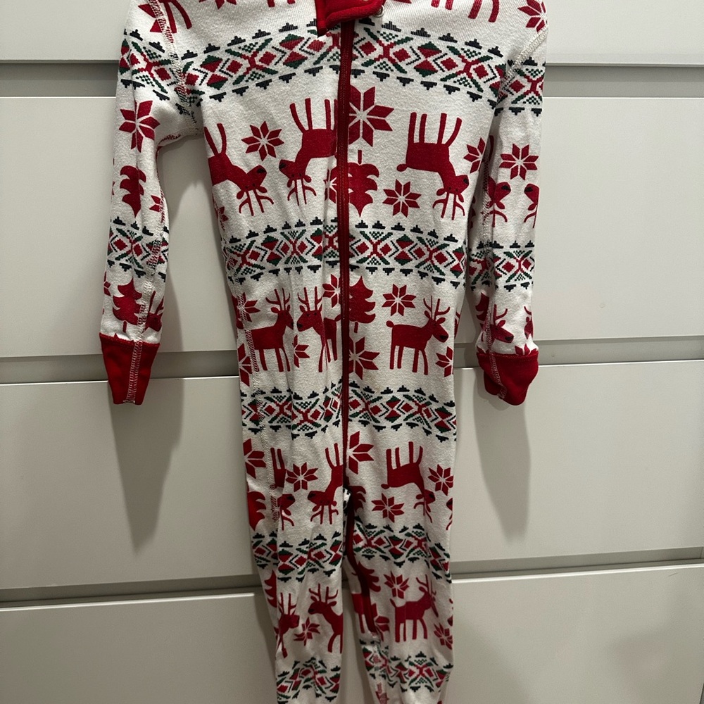 Hanna Andersson Red and White Reindeer Footie